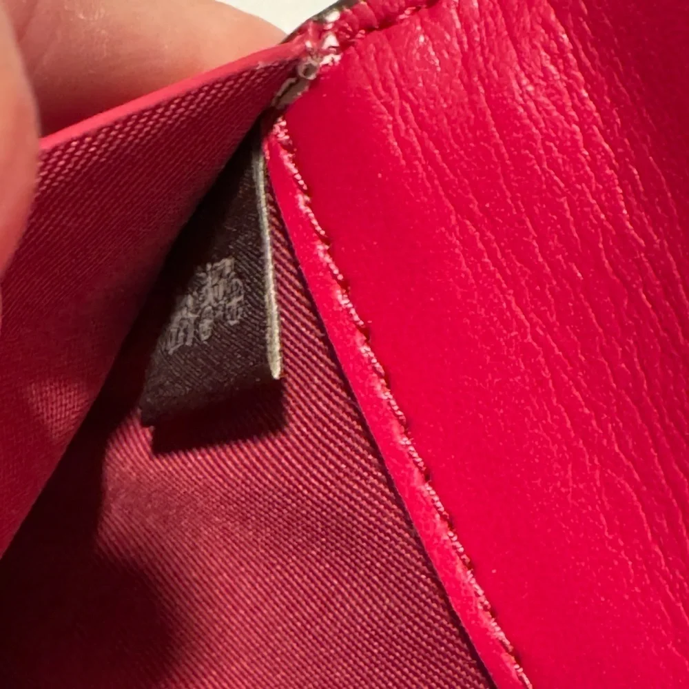 Coach Cherry Red and Gold Soft Leather Trifold